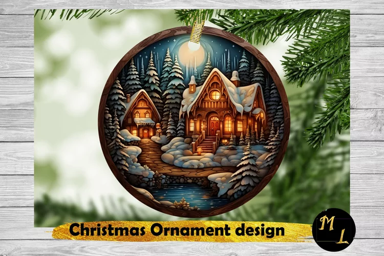 3d Christmas Ornament,Winter House Ornament Sublimation