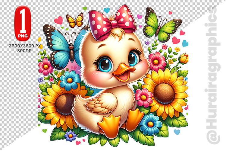 Cute Duck Clipart - PNG File