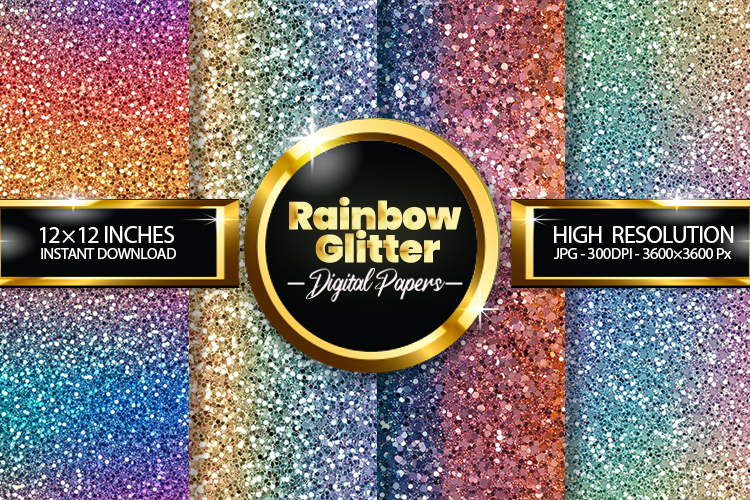 Rainbow Glitter Digital Papers - 04 Variations