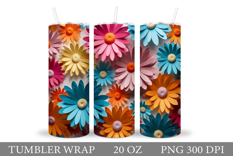 Daisy Flowers Tumbler Design. Floral Tumbler Sublimation