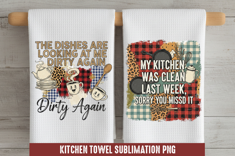 The dishes are - Kitchen Towel Sublimation, Kitchen Towel