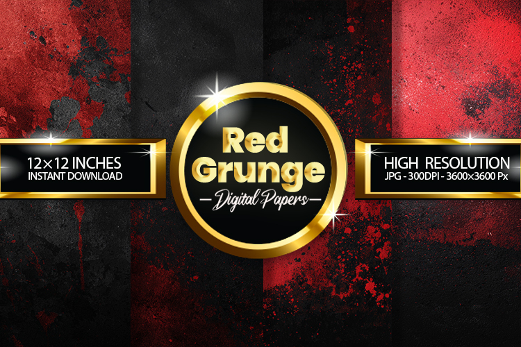 Red Grunge Digital Papers - 04 Variations