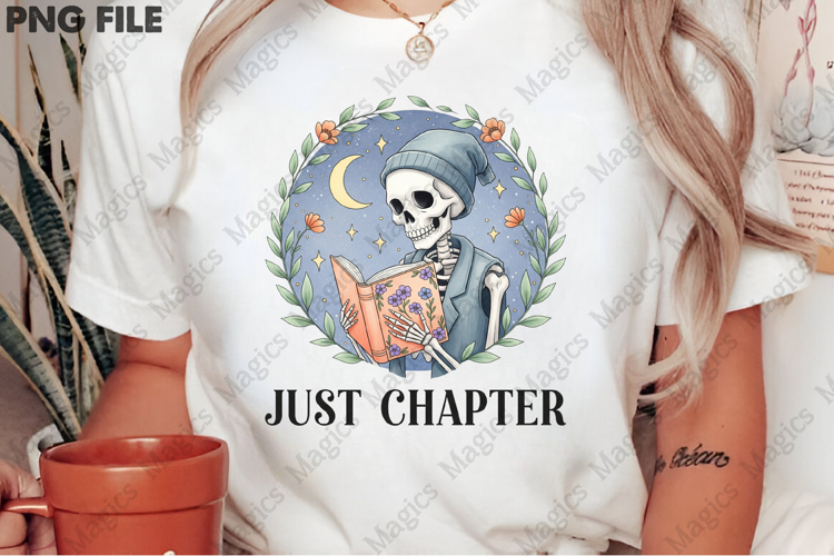 Charming Skeleton Reading Book PNG