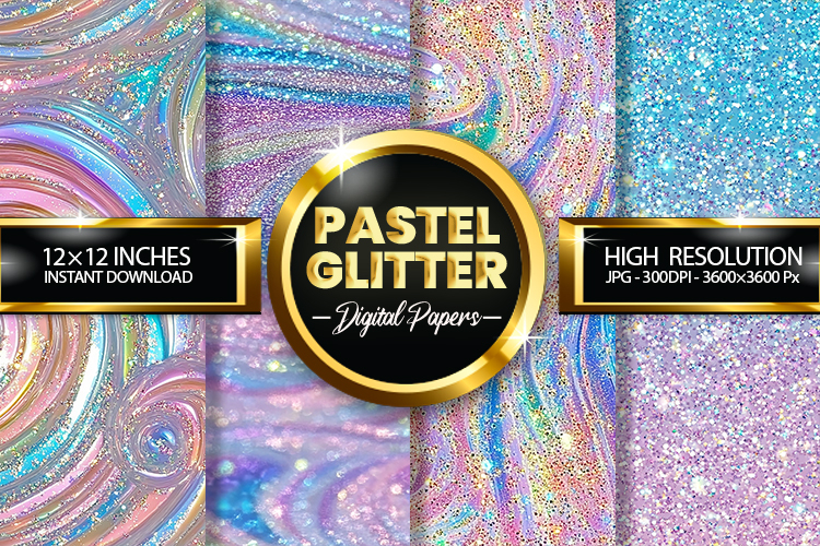 Pastel Glitter Digital Papers - 04 Variations