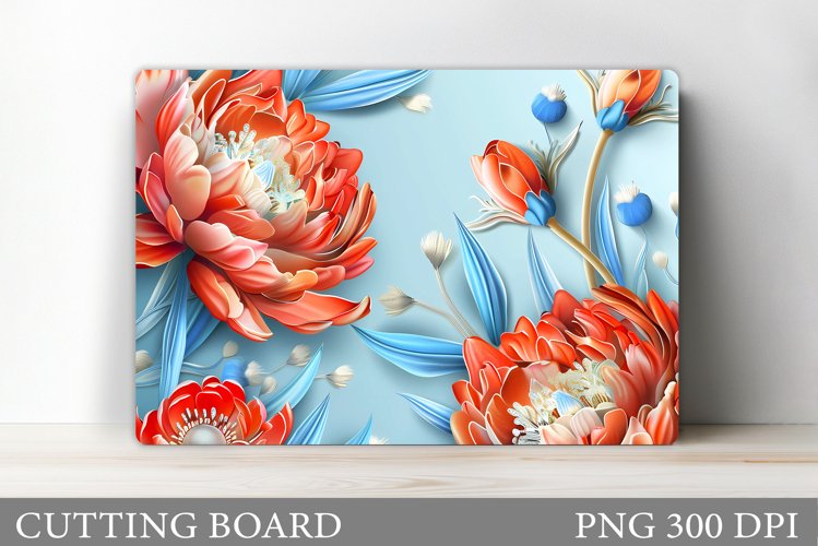 3D Flowers Cutting Board. Flowers Kitchen Cutting Board example image 1