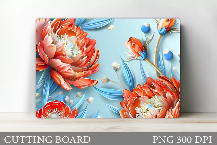3D Flowers Cutting Board. Flowers Kitchen Cutting Board