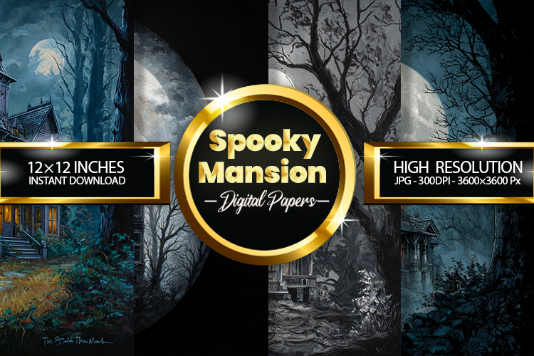 Spooky Mansion Digital Papers - 04 Variations