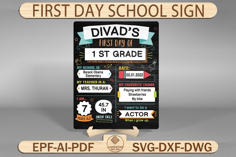 Personalized First Day of School Sign SVG example image 1