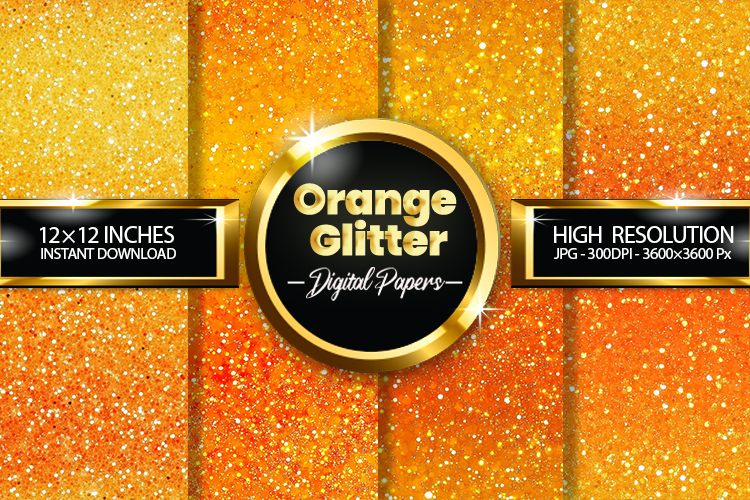 Orange Glitter Digital Papers - 04 Variations