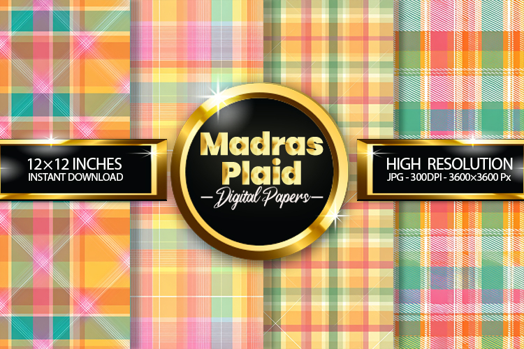 Madras Plaid Digital Papers - 04 Variations