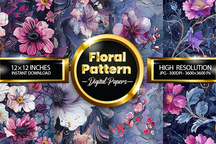 Floral Pattern Digital Papers - 04 Variations