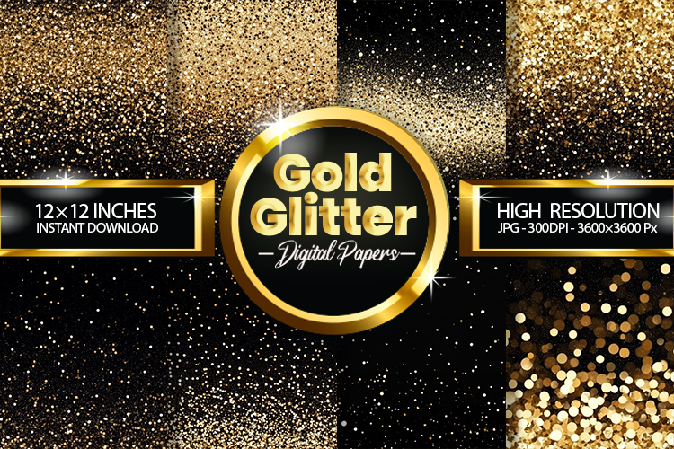 Gold Glitter Digital Papers - 04 Variations