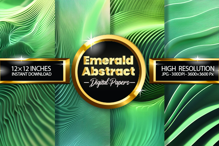 Emerald Abstract Digital Papers - 04 Variations