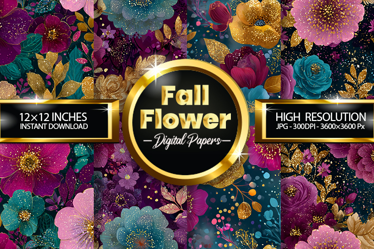 Fall Flower Digital Papers - 04 Variations