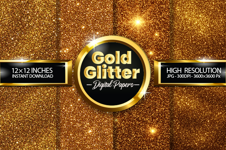 Gold Glitter Digital Papers - 04 Variations