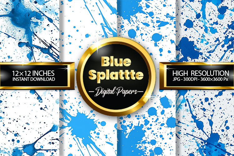 Blue Splatter Digital Papers - 04 Variations