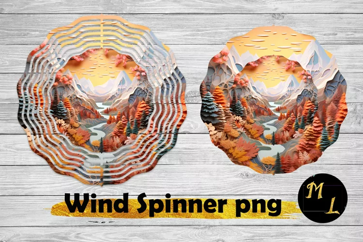 3d Forest Wind Spinner design,Fall Mountains Wind Spinner