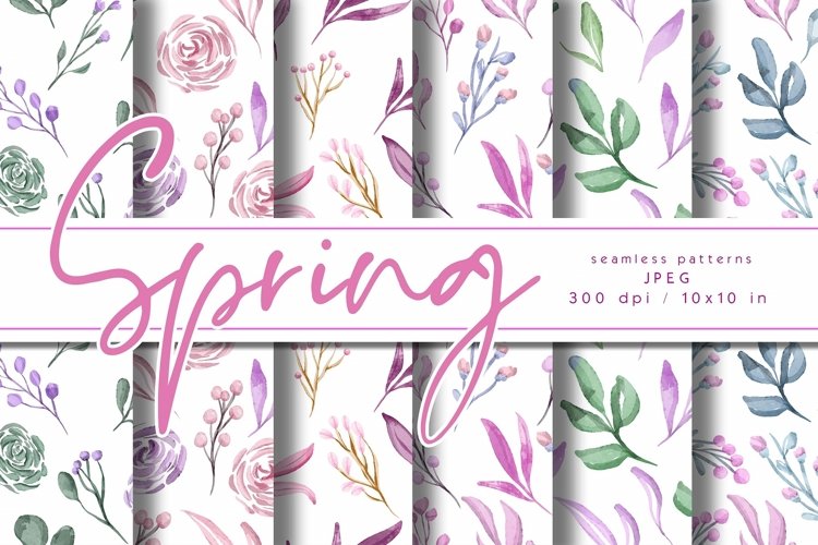 SPRING Watercolor Floral Digital Papers