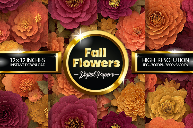 Fall Flower Digital Papers - 04 Variations