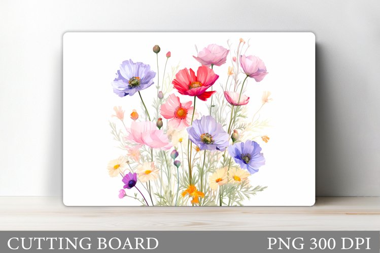 Wildflowers Cutting Board. Flowers Cutting Board Sublimation example image 1