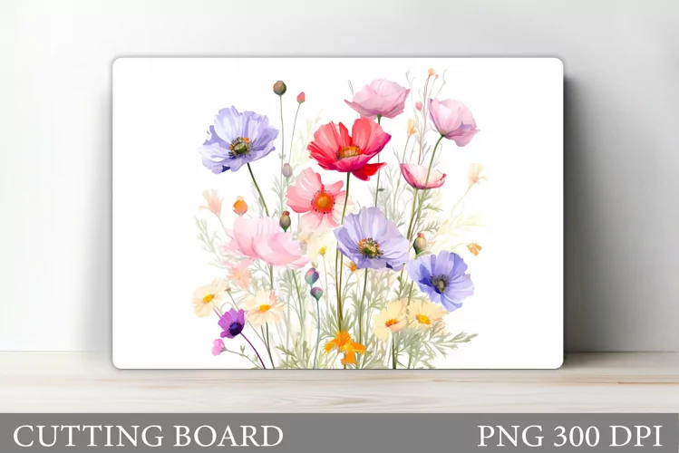 Wildflowers Cutting Board. Flowers Cutting Board Sublimation