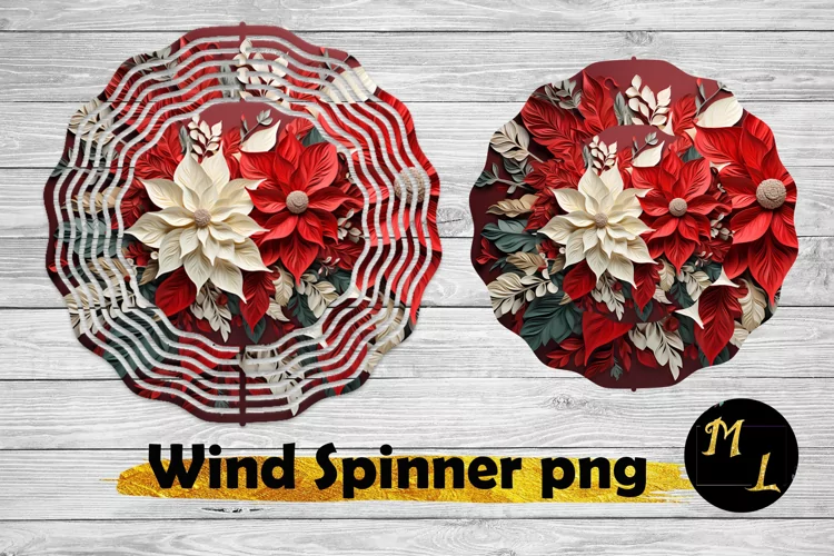 3D Poinsettia wind spinner wrap,Christmas Wind Spinner