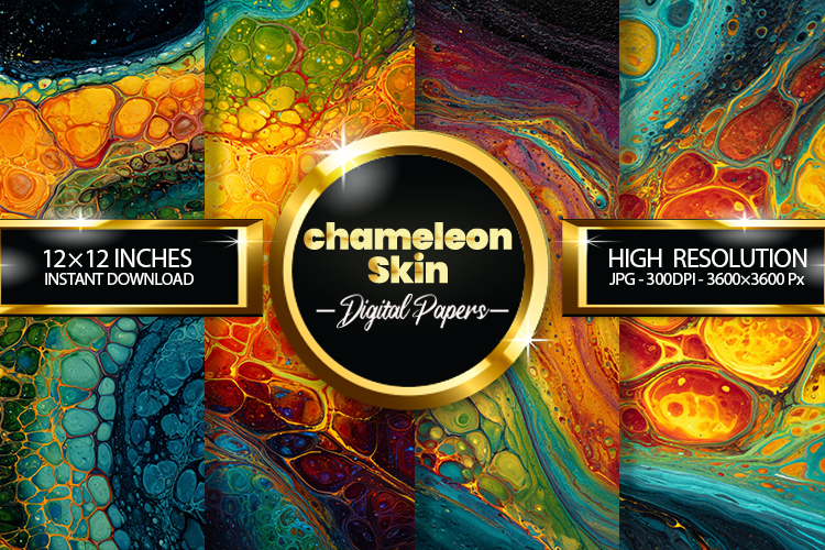 Chameleon Skin Digital Papers - 04 Variations