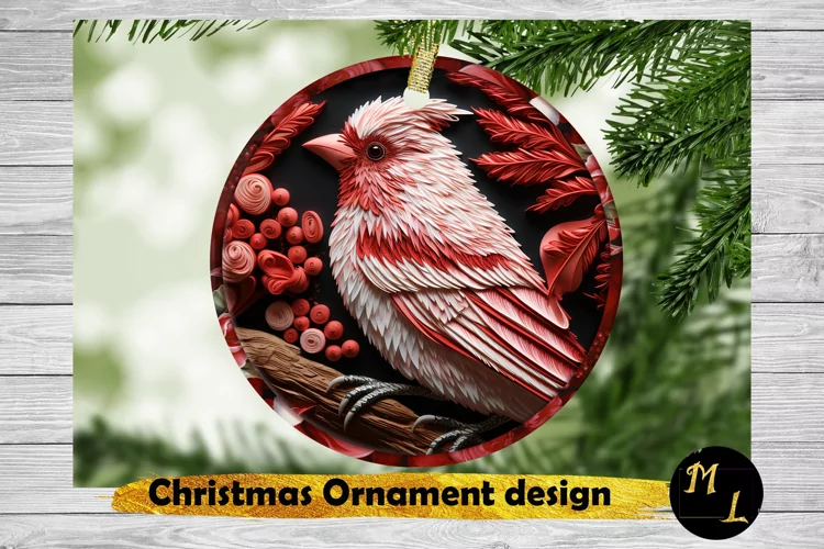 Christmas Bird Ornament,Ornament Sublimation design
