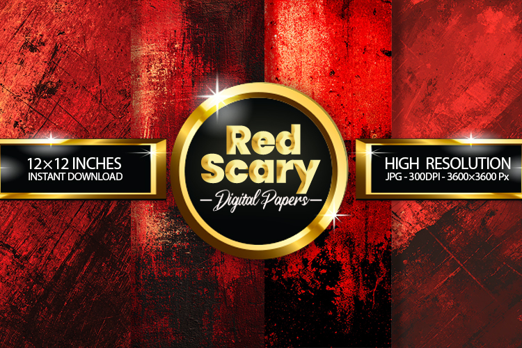 Red Scary Digital Papers - 04 Variations