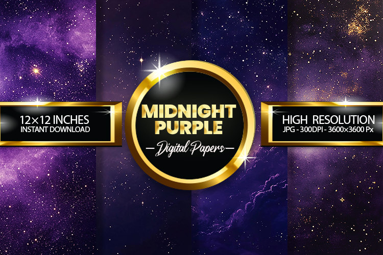 Midnight Purple Digital Papers - 04 variations