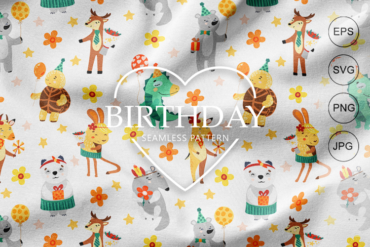 Seamless Pattern happy birthday for Fabric and Digital Paper