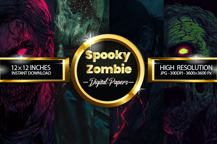 Spooky Zombie Digital Papers - 04 Variations