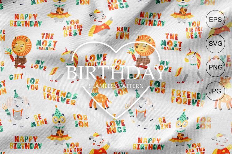 Seamless Pattern happy birthday for Fabric and Digital Paper