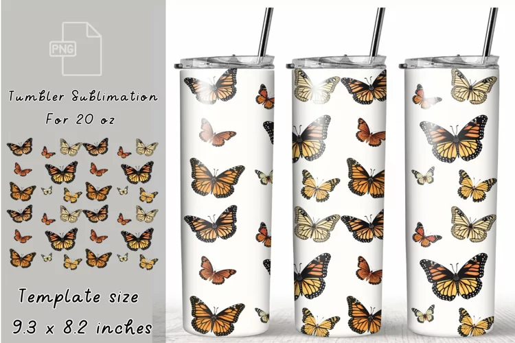 Vintage Butterfly 20 oz Tumbler Wrap Sublimation