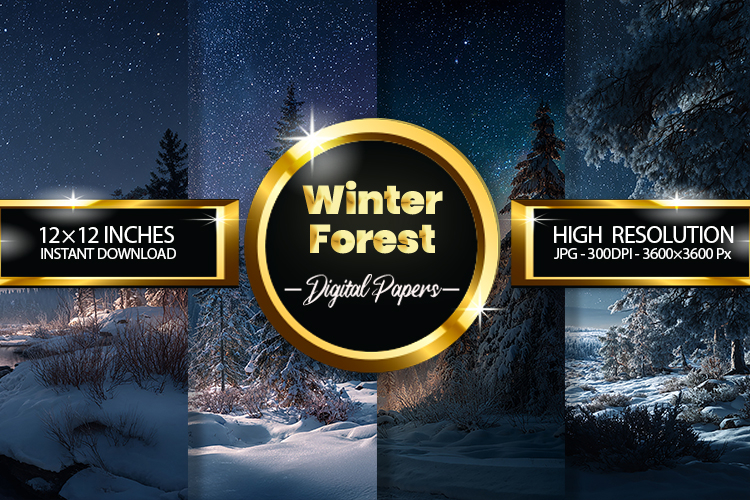 Winter Forest Digital Papers - 04 Variations