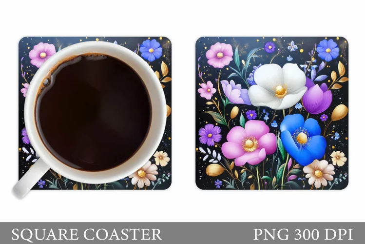 Wildflowers Coaster Design. Flowers Coaster Sublimation