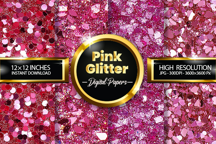 Pink Glitter Digital Papers - 04 Variations