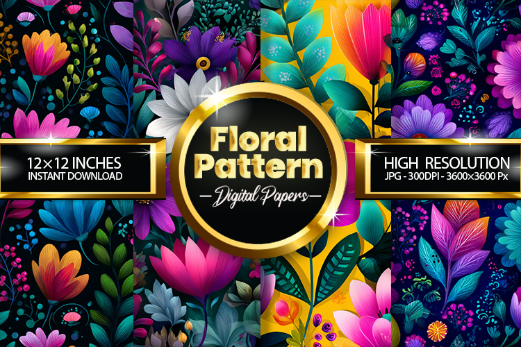 Floral Pattern Digital Papers - 04 Variations