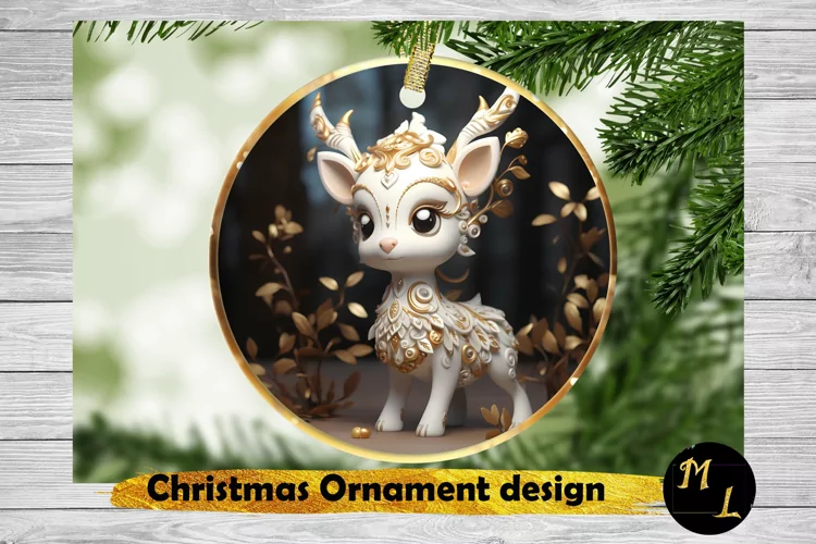 Cute Deer Christmas Ornament,Ornament Sublimation design