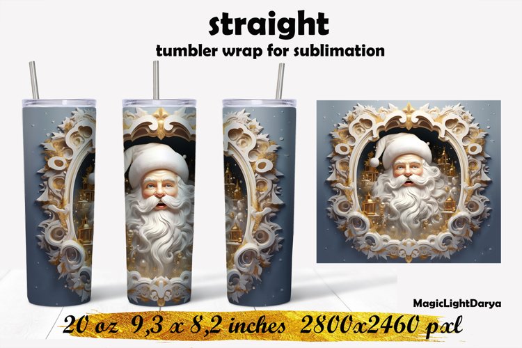 3d Christmas Tumbler,Christmas Santa Tumbler sublimation example image 1