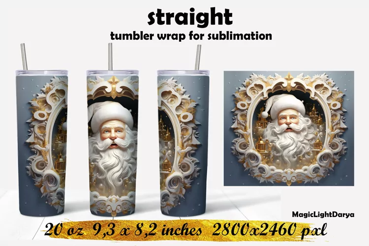 3d Christmas Tumbler,Christmas Santa Tumbler sublimation