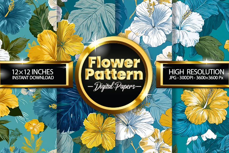 Flower Pattern Digital Papers - 04 Variations