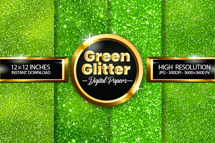 Green Glitter Digital Papers - 04 Variations