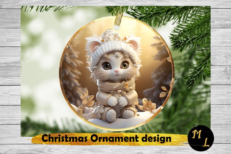 Cute Kitty Christmas Ornament,Ornament Sublimation design