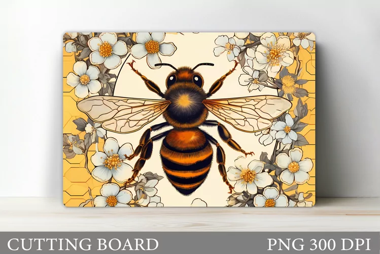Bee Cutting Board Design. Flowers Kitchen Cutting Board