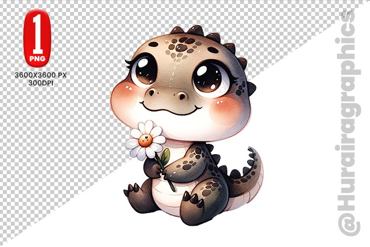 Cute Crocodile Clipart - PNG File