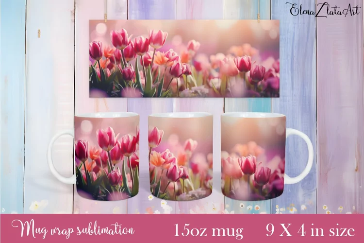 Flowers Mug Sublimation, Floral Design Mug