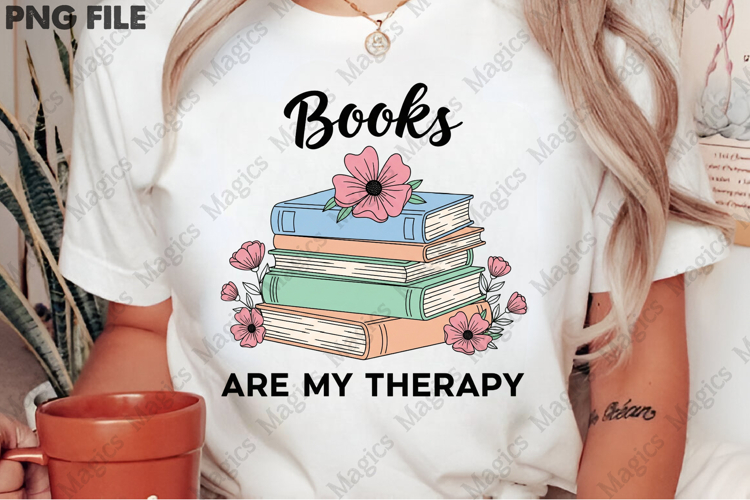 Book Are My Therapy Png, Flower Book Png