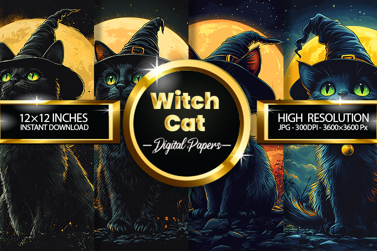 Witch Cat Digital Papers - 04 Variations