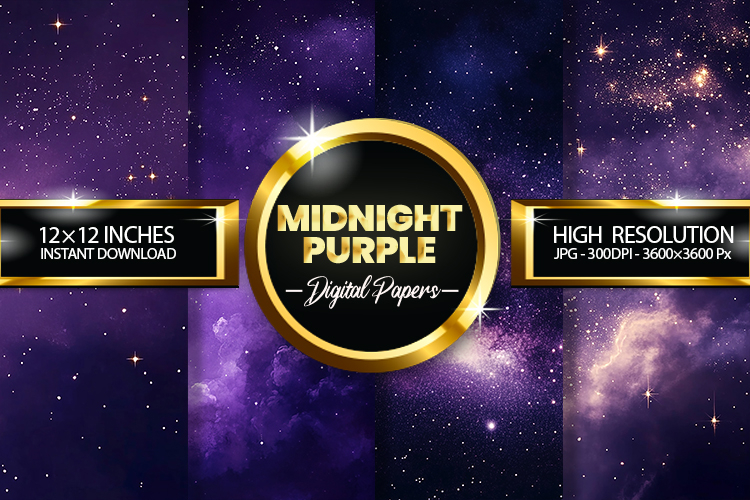 Midnight Purple Digital Papers - 04 variations